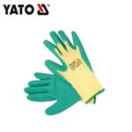 YATO Latex Safety Work Glove Coated Cotton PE Gloves China Anti Cutting Wear-Resisting Elastic Gloves