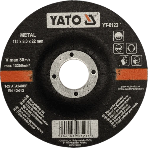 YATO METAL GRINDING DISC 115X8.0X22MM YATO METAL GRINDING DISC 115X8.0X22MM - Image 1