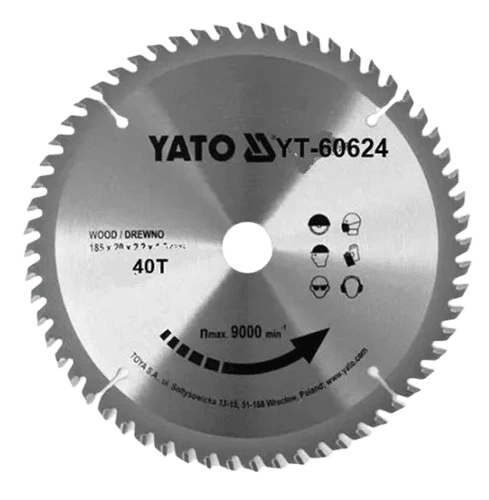 YATO TCT CIRCULAR SAW BLADE FOR WOOD 185X40TX30MM YATO TCT CIRCULAR SAW BLADE FOR WOOD 185X40TX30MM - Image 1