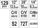 SOCKET SET 1/4", 3/8", 1/2" 129PCS - Image 5